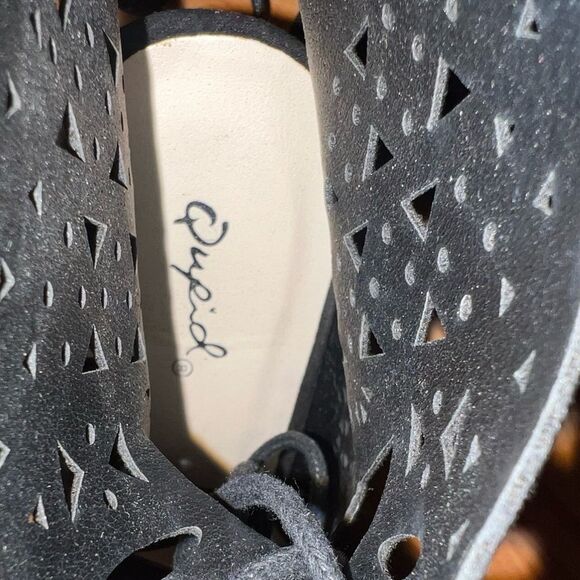 Qupid Black Lace-Up Heels - Picture 4 of 4